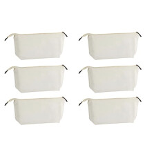 Juvale 6 Pack Canvas Makeup Bags with Zipper for Cosmetics Toiletries DIY Crafts (White 11.75 x 5.5)