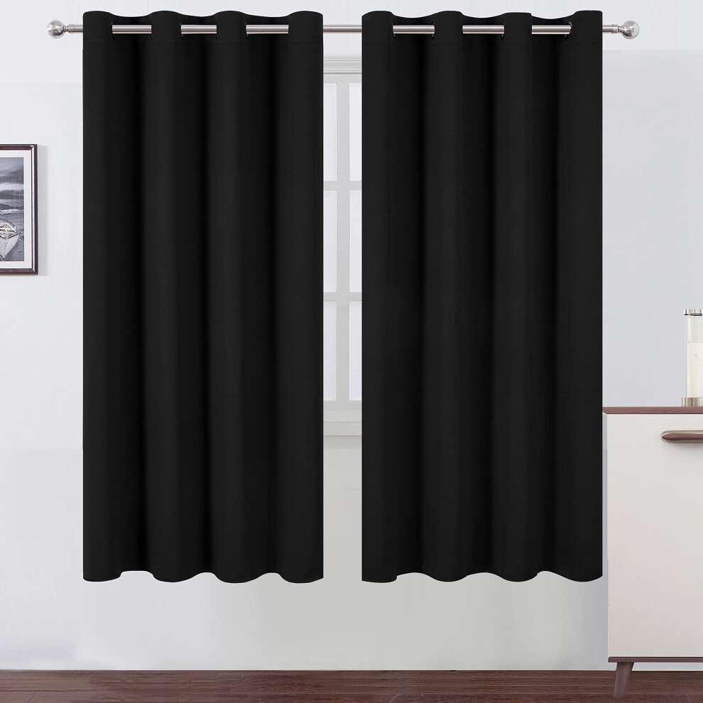 Lemomo Schwarze Thermo-Verdunkelungsvorh Nge/132 X 183 Cm/Set Mit 2 Paneelen, Raumverdunkelungsvorh Nge F R Schlafzimmer-image