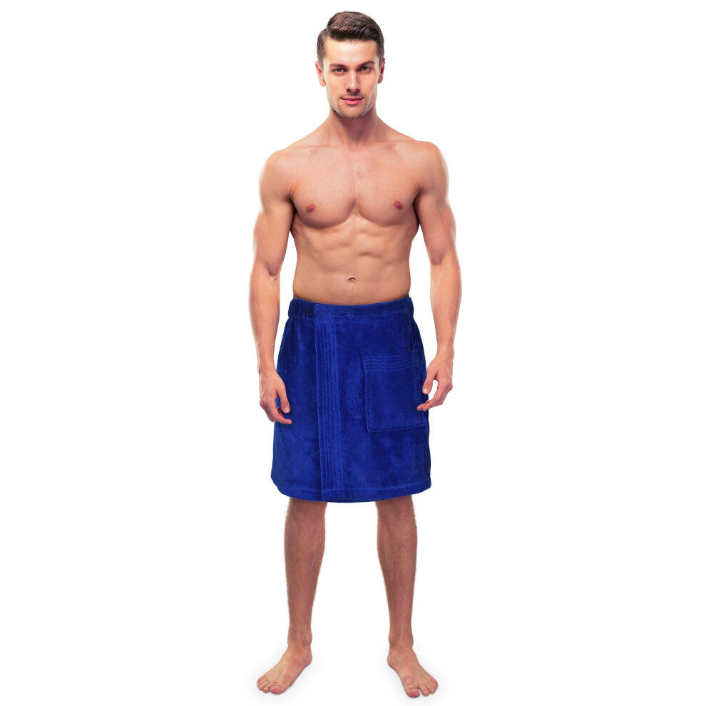 Serviette de bain turque Turkuoise en coton   ponge et velours pour homme, fabriqu  e en Turquie (bleu roi)