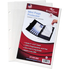 Envypak Mini Binder Page Protector - Holder 5 x 8,5 tommer ark - 3 huller stanset - pakke med 20 beskyttere