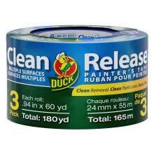 Blue Painter's Tape 1-Inch (0.94-Inch x 60-Yard) Duck Clean Release Multi-Use 3 Rolls 180 Total Yards
