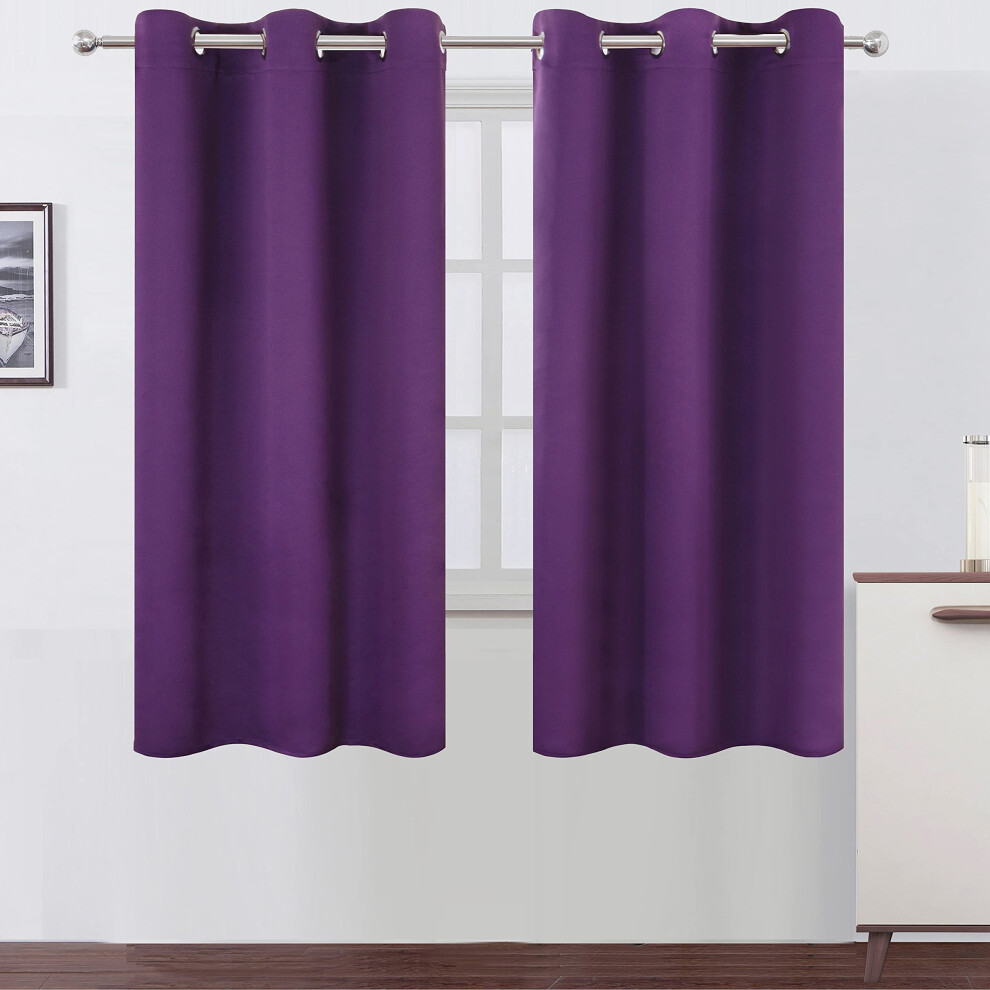 LEMOMO Purple Thermal Blackout Curtains/38 x 63 Inch/Set of 2 Panels Room Darkening Curtains for Bedroom-image-OPC-PFNR9FB-NEW