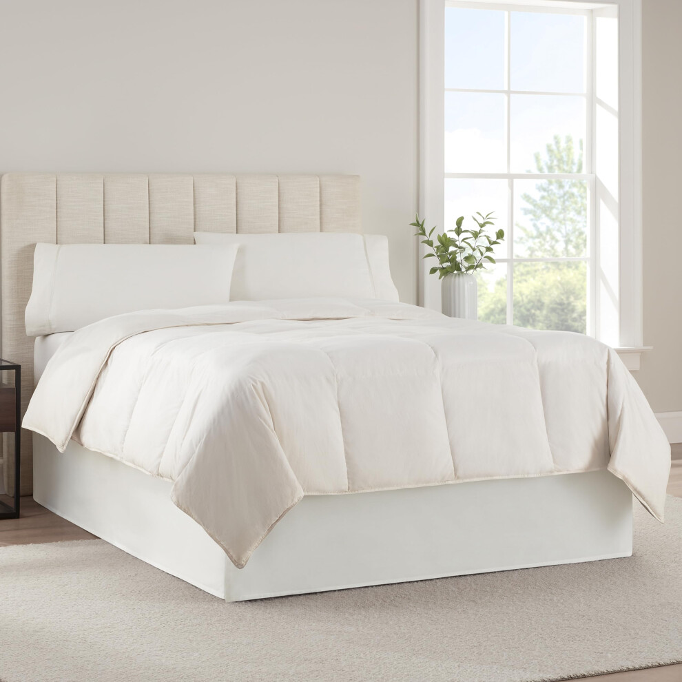 Jupe de lit moderne et solide SERTA, qualit    h   teli   re, volant anti-poussi   re, hauteur de 33 cm, lavable en machine, King size, blanc