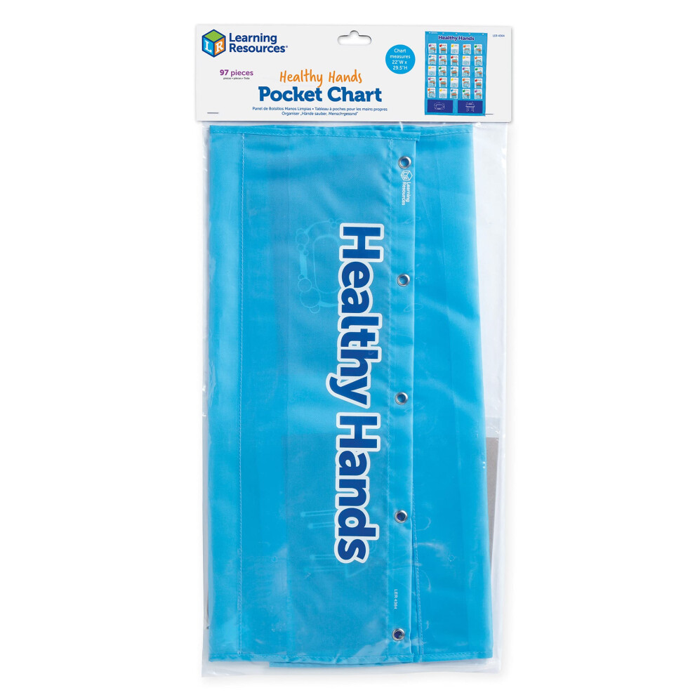 Learning Resources Healthy Hands Pocket Chart  Classroom Accessory  Cleanliness  Hand Sanitizer  Ages 4+