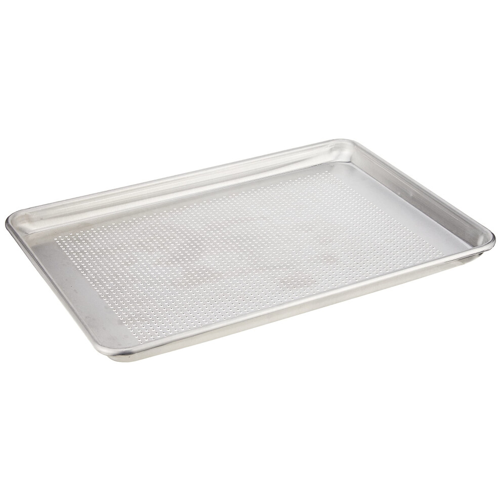 Plaque de cuisson professionnelle perfor  e en aluminium NUCU Artisan avec rebord, 18 x 13 pouces, demi-feuille argent  e