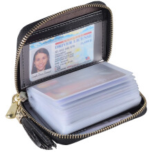 YUHAN PRETTY Womens Credit Card Holder Wallet RFID Leather Small ID Card Case (20 Card Slots - Black New)