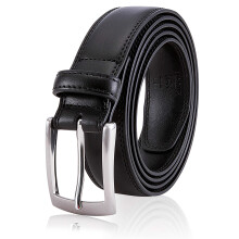 MILORDE Schwarzer Herrengrtel, modisches und klassisches Design fr Kleidung und Freizeit (Gre 32 (Taille 30), Basic Black)