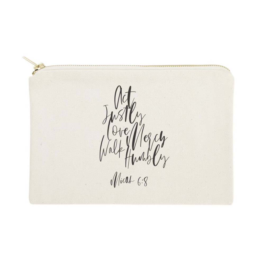 CitãÂToile Act Justly Love Mercy Walk Humbly - Micah 6:8 Religious Bible Verse Cosmetic Bag Makeup And Travel Pouch