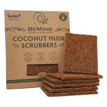 BeMind Coconut Scrubber(6) - Natural Dish Scrubber | Eco Friendly & Non-Scratch Coconut Husk Scouring Pad