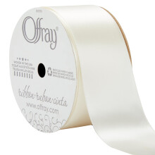 Offray Single Face Satin Craft and Decorative Ribbon 1-1/2 """" Wide 21-Foot Spool Antique White (146482)