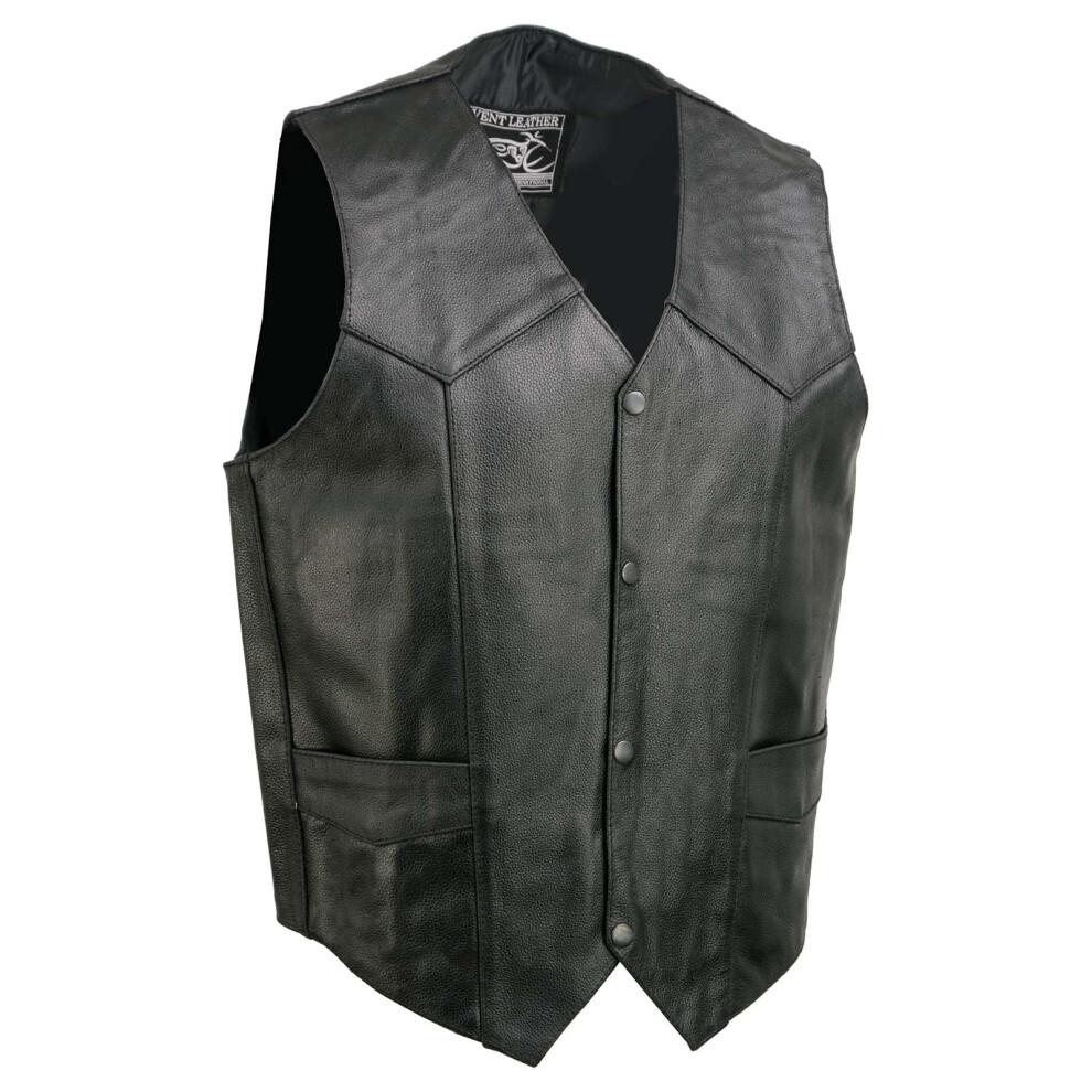 Gilet de moto en cuir noir Event Leather EL5310 pour homme - Gilets de moto pour adultes Riding Club - Taille XL