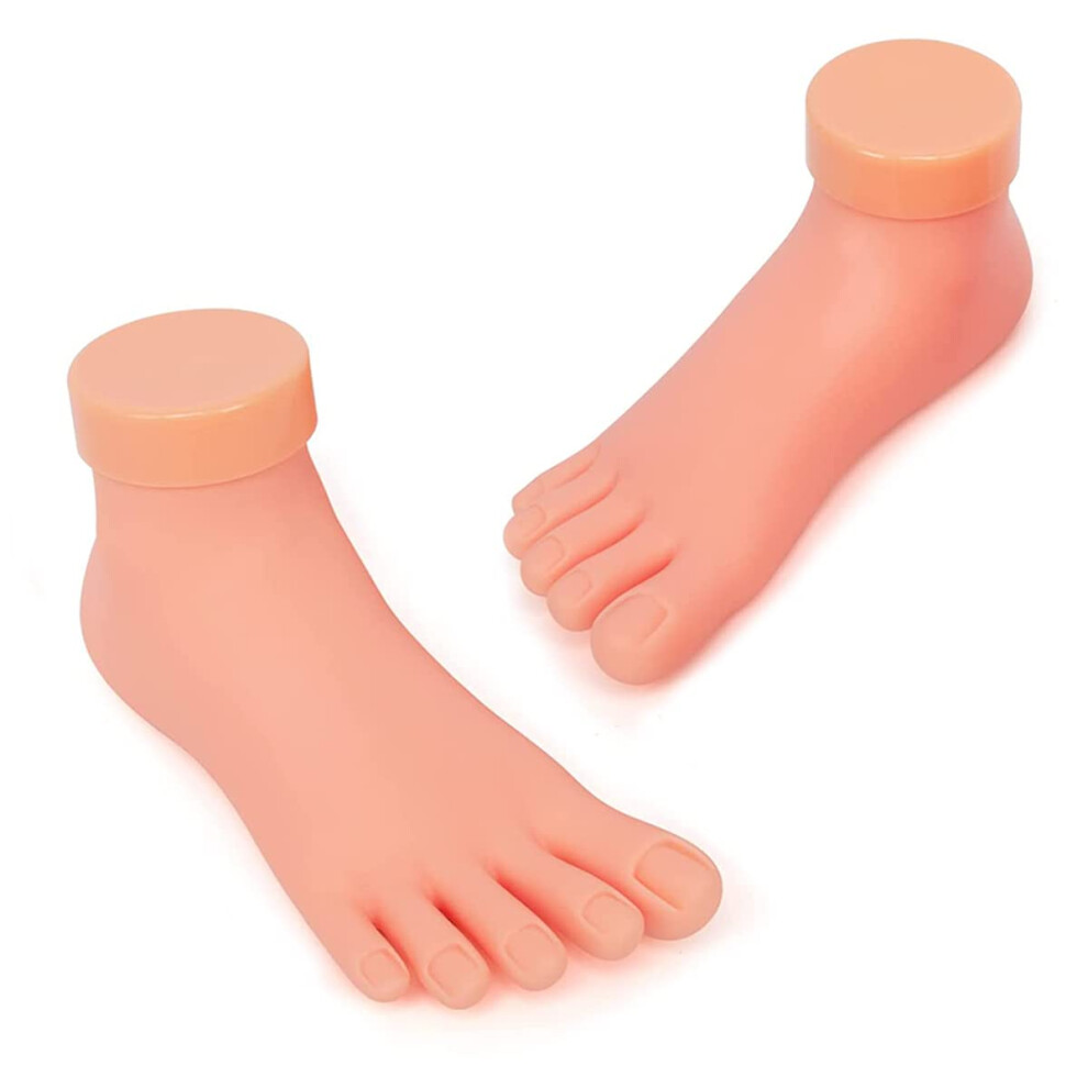 Krofaue Practice Fake Foot Model 1 Pair Flexible Soft Silicone Prosthetic Manicure Tool For Nail Tips Art Training