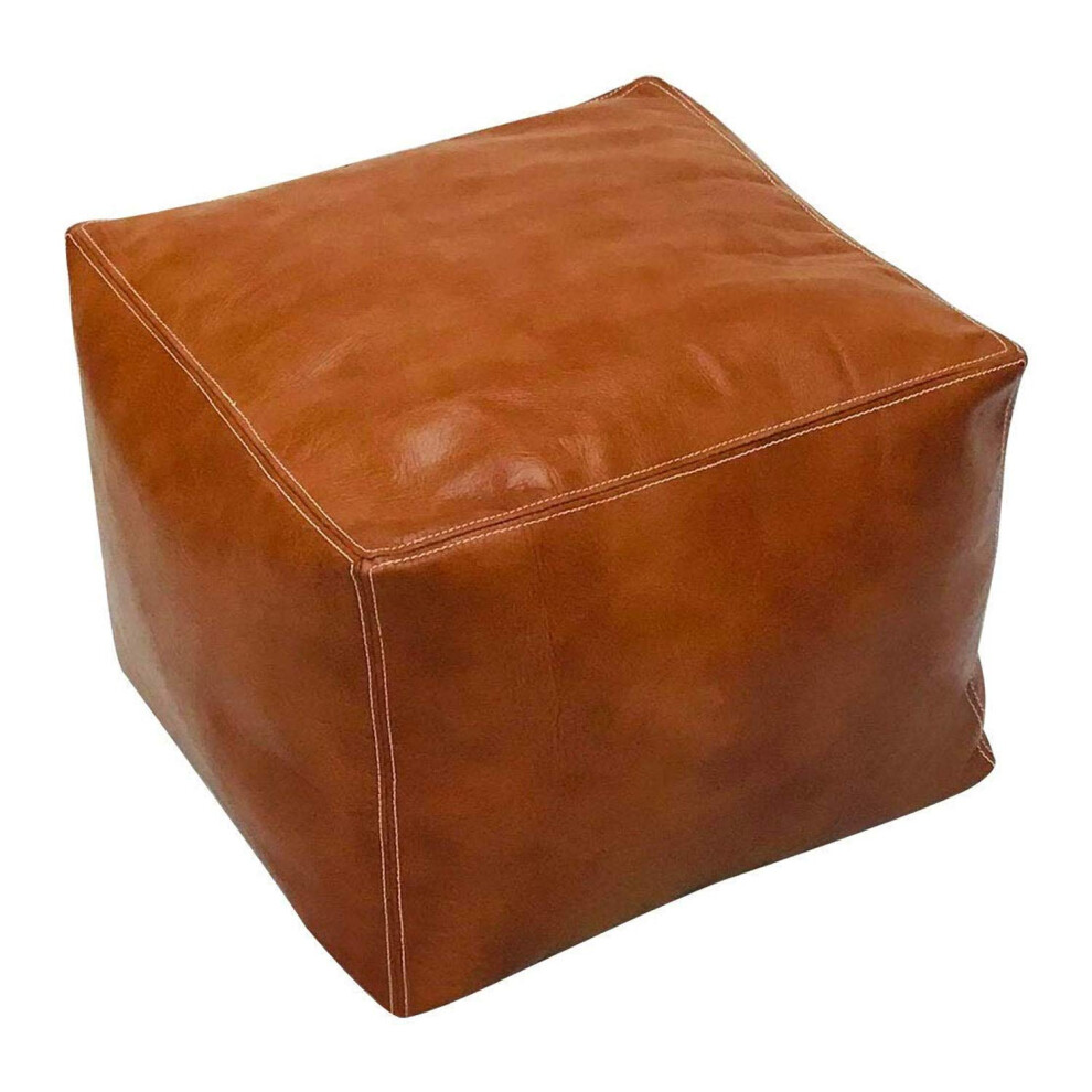 Poufs carr   s marocains ArtOuarzazate faits     la main - Ottoman confortable et repose-pieds - Marron naturel (SANS REMBOURRAGE.)