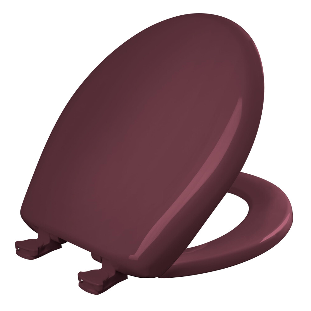 Bemis Classic Colors Slow Close Toilet Seat  Easy Clean Hinges and Durable Plastic Seat  Round  Loganberry