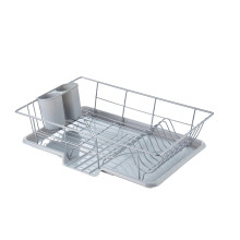 Conjunto de Escorredor de Louça 3 Peças com Porta Talheres - Aproveite Espaço na Cozinha, Prata