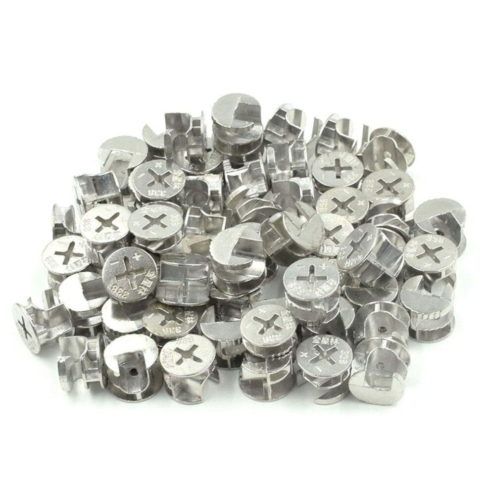 LC LICTOP 15mm Furniture Connecting Cam Fittings Furniture Cam Connectors Hardware Bolts Silver Tone 60Pcs-image-OPC-PGG87MP-NEW