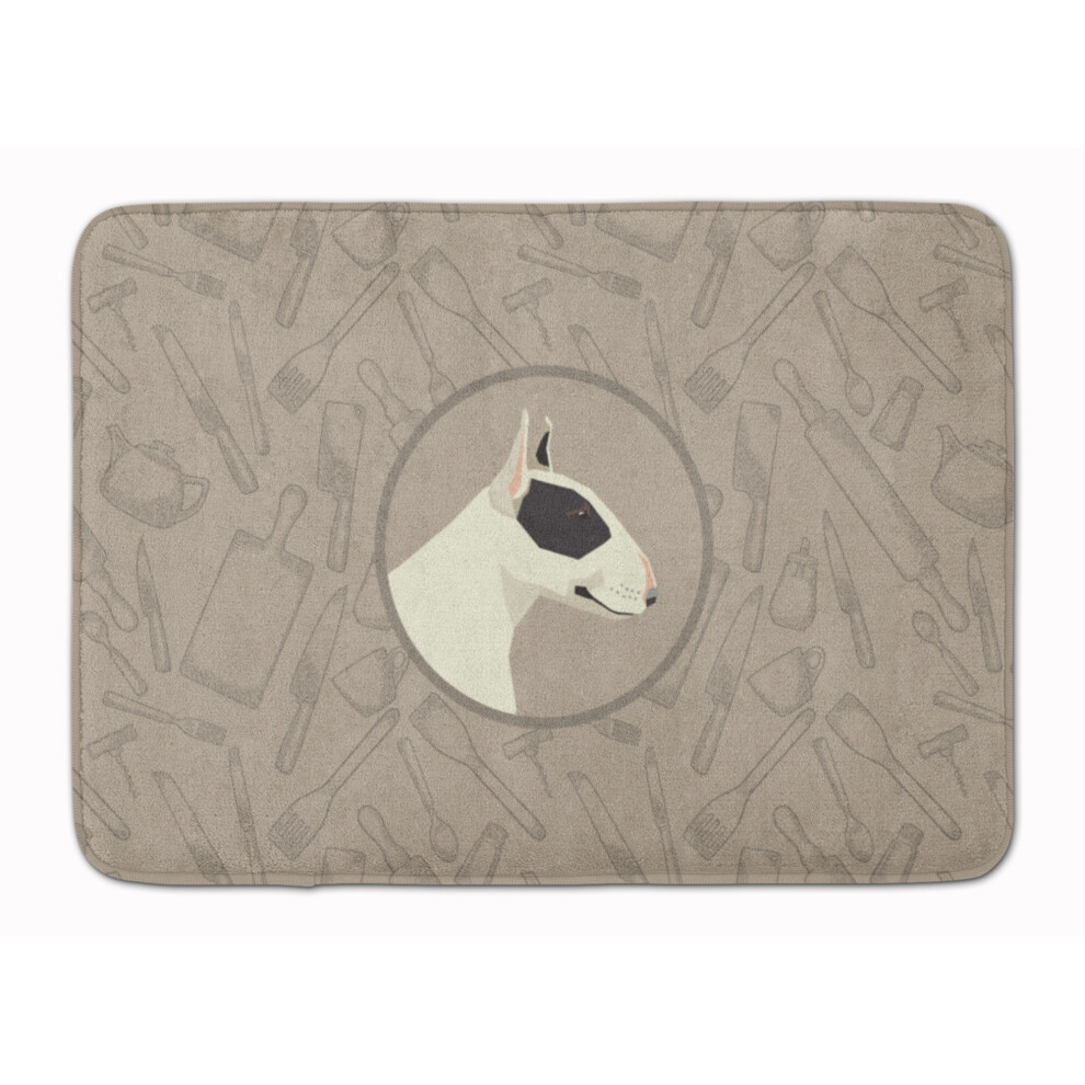 Tapis De Porte En Mousse M Moire De Forme Lavable En Machine Caroline's Treasures Bull Terrier Noir Et Blanc Dans La Cuisine-image