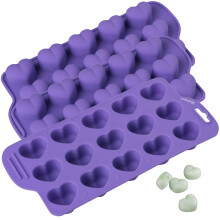 Bakerpan Silicone Chocolate Heart Mold Heart Shaped Jelly and Ice Tray Candy Mold 15 Cavities - Set of 3