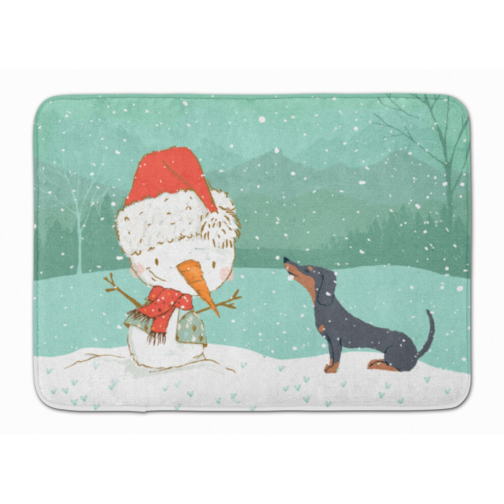 Tapis de No  l en mousse    m  moire de forme lavable en machine, motif teckel noir et beige, bonhomme de neige, multicolore, de Caroline's Treasures