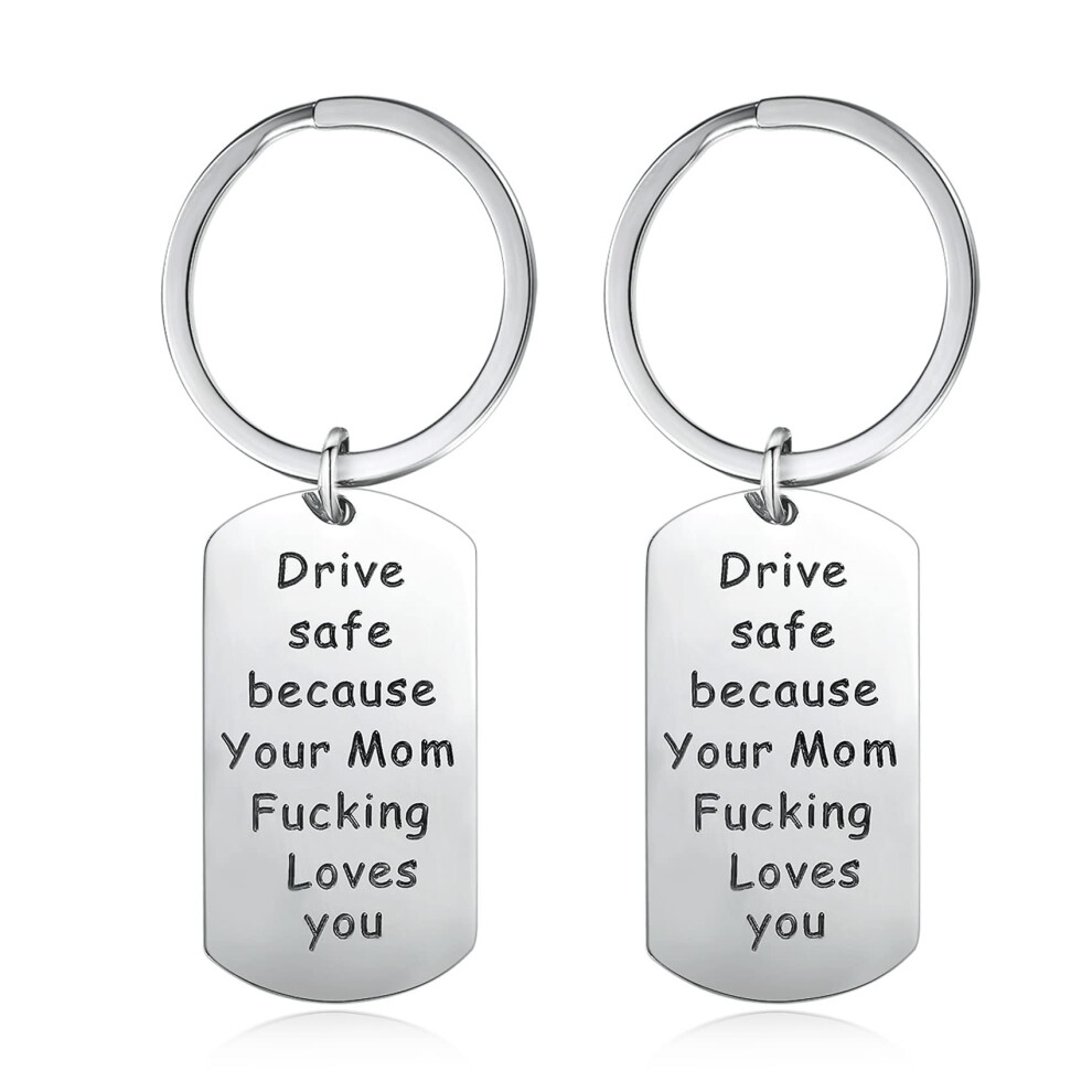 Koorasy Inspirerende Verjaardagssleutelhanger Van Moeder Voor Zoon En Dochter, Veilig Rijden, Sleutelhangers, Cadeaus (2 Stuks)-image