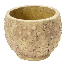 Creative Co-Op ronde zandstenen zoolspijker plantenbak met verweerde afwerking Greige 21 cm L x 21 cm B x 19 cm H Beige