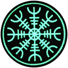 EmbTao Hohtaa pime ss Aegishjalmr Viking Helm of Awe Terror Protection Brodeerattu Moraali Silitysrautainen Ommeltava Kanssamerkki