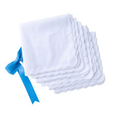 Pa   uelos de algod   n blanco liso LACS a granel, pa   uelos festoneados bordados para bodas, fiestas, regalos de bricolaje, 6 unidades