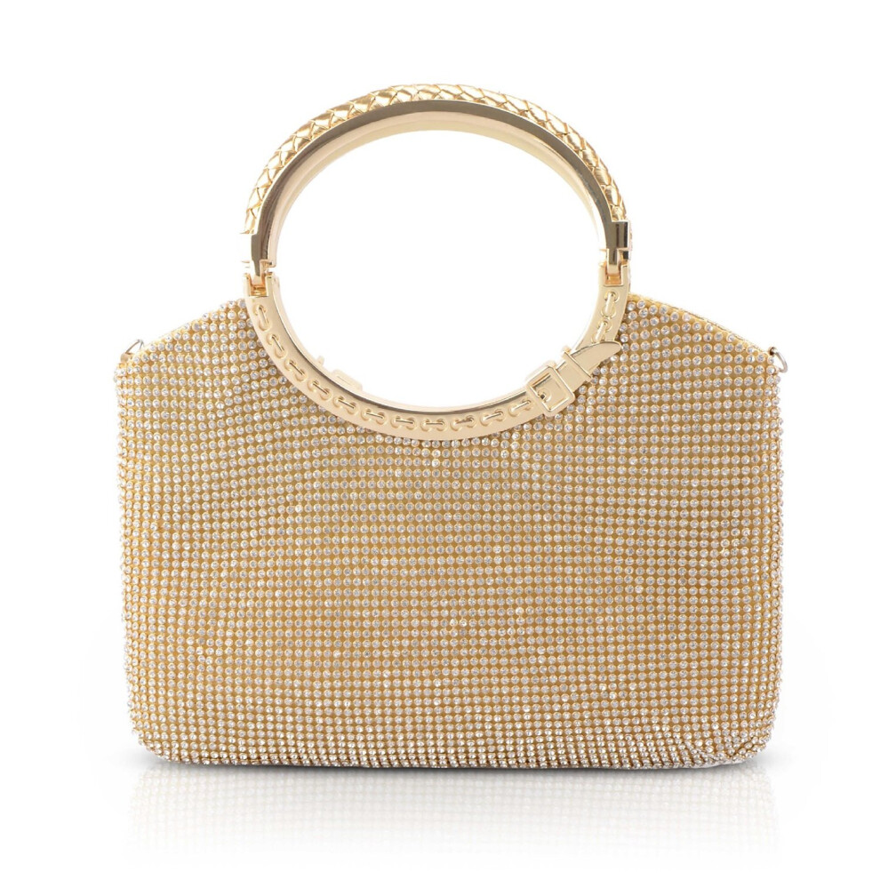 LIFEWISH Sac de soir   e en strass pour femme, pochette scintillante pour bal de promo, cocktail, mariage (Or-S)