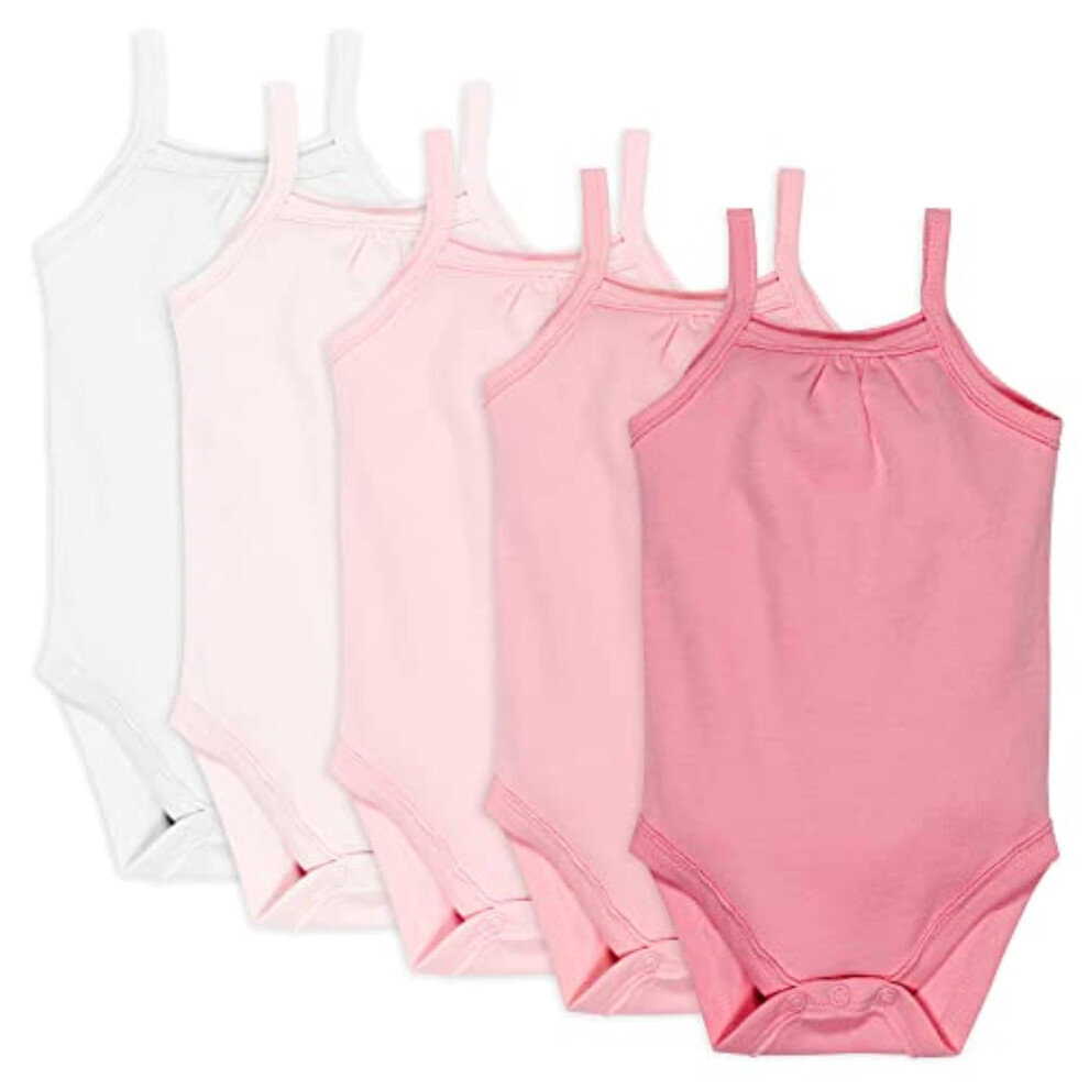 HonestBaby baby girls 5-pack Organic Cotton Cami Bodysuits and Toddler T Shirt Set Pink Ombre 18 Months US