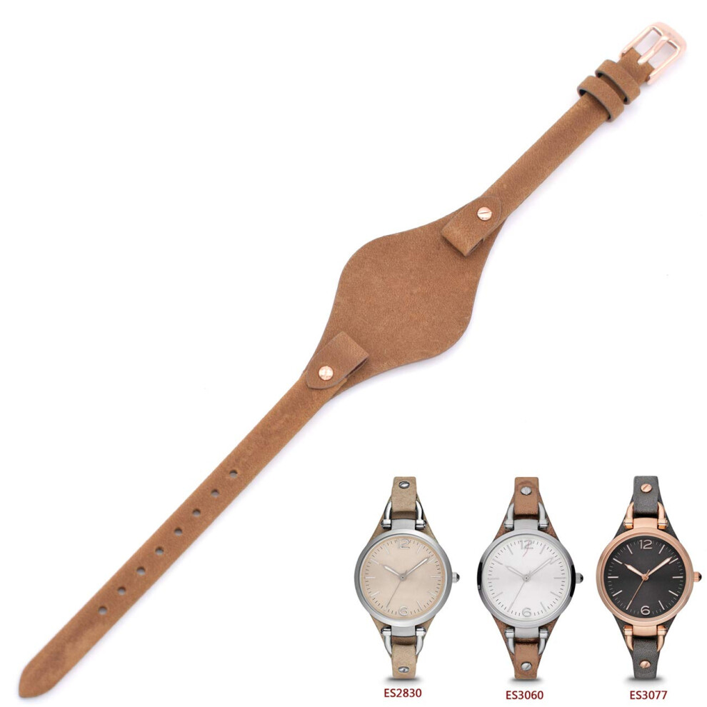 Bracelet de montre en cuir v   ritable avec barre     ressort de 8 mm pour Fossil ES3148 ES4119 ES4176 ES3262 ES3077 (Camel)