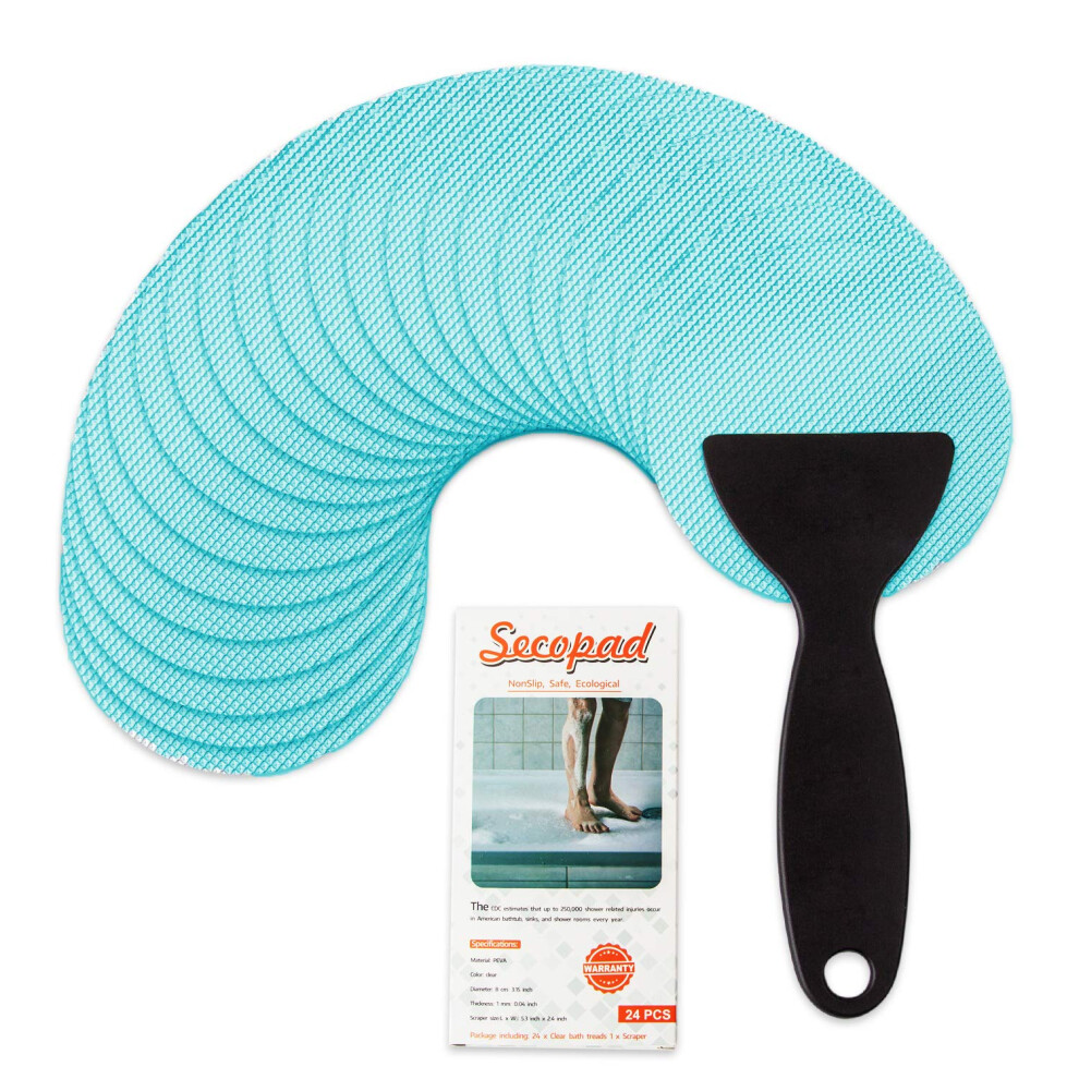 Autocollants Antid Rapants Secopad Pour Baignoire, Lot De 24 Pi Ces, Pour Baignoires, Douches, Marches, Autocollants Adh Sifs, Grattoir (Bleu)-image
