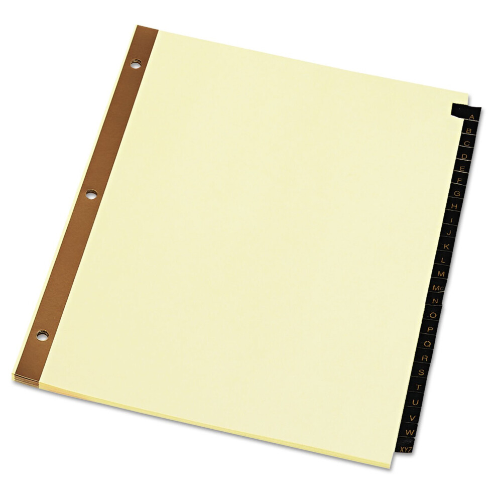 Universal UNV20821 Deluxe Preprinted Simulated Leather A-to-Z Tab Dividers with Gold Printing - Buff (1 Set)