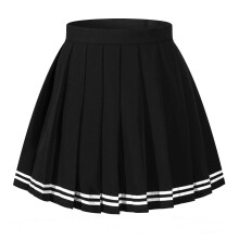 Beautifulfashionlife Japanische Schuluniform f r M dchen, plissiert, Marineblau, Kleidung, R cke, Kost me (S, Schwarz, Wei , Streifen)