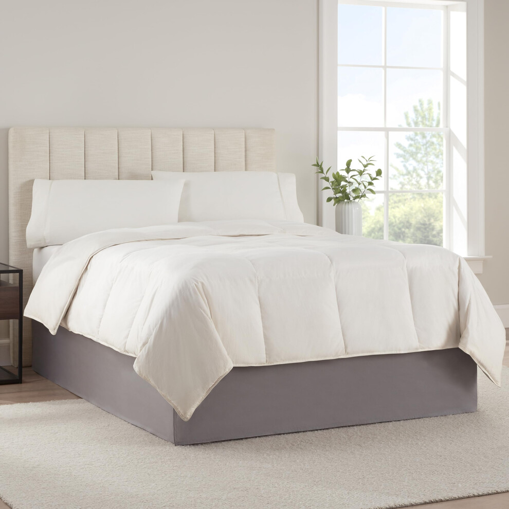 Jupe de lit moderne et solide SERTA, volant anti-poussi   re de qualit    h   teli   re, hauteur de 33 cm, lavable en machine, gris fonc   , king size