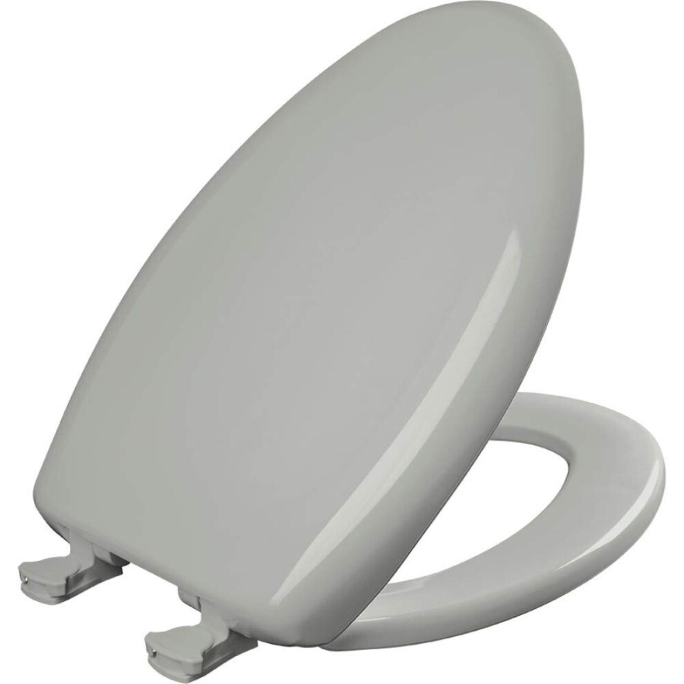 Bemis Classic Colors Slow Close Toilet Seat  Easy Clean Hinges and Durable Plastic Seat  Elongated  Ice Grey