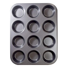 Twscvc 12 lok formy na muffiny a ko cky, neprilnav forma na brownies, forma na pecenie z uhl kovej ocele, siv , na pecenie v r re