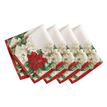 Elrene Home Fashions R?d og hvid julestjerne Julet?jsstof middagsservietter 17 tommer x 17 tommer S?t med 4