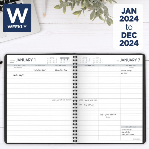 2024 AT-A-GLANCE Ανοιχτό Χρονοδιάγραμμα Εβδομαδιαίος Σχεδιαστής, 6-3/4" x 8-3/4", Μαύρος 1