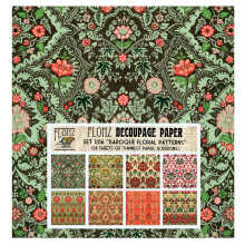 Pacote de papel para decoupage (24 folhas 6""""x6"""") Papel estilo vintage barroco Arabesco FLONZ para decupagem e artesanato
