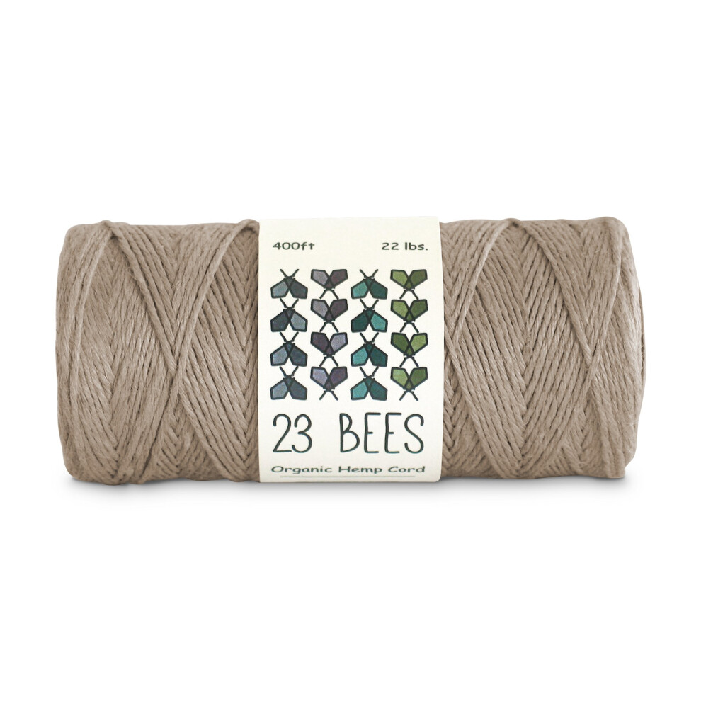 100% Organic Hemp Cord  Twine  String for Jewelry  Beading  Macrame  Crafts  23 Bees (400ft x 22 lb.) Natural