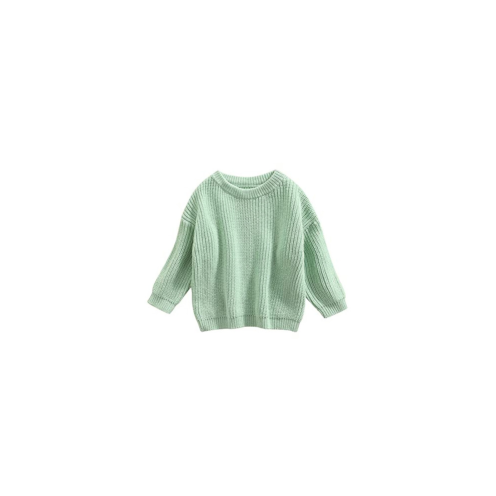 Autumn Winter Warm Outfits Baby Girl Cute Long Sleeve Knitted Sweater Pullover Top (Light Green 18-24 Months)-image-OPC-PFKV6FW-NEW