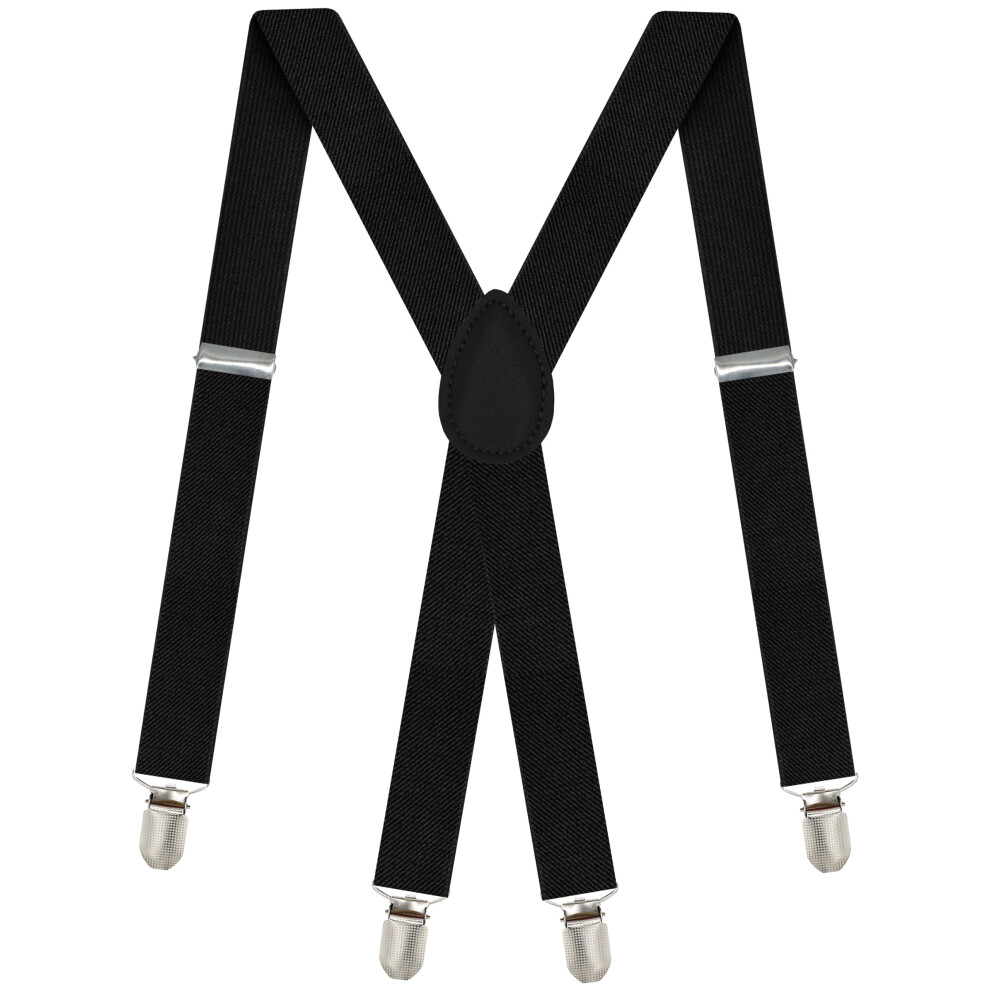 Dibi Black Suspenders for Men - Adjustable X Back Men's Women's Costume Halloween Suspenders with Strong Clips