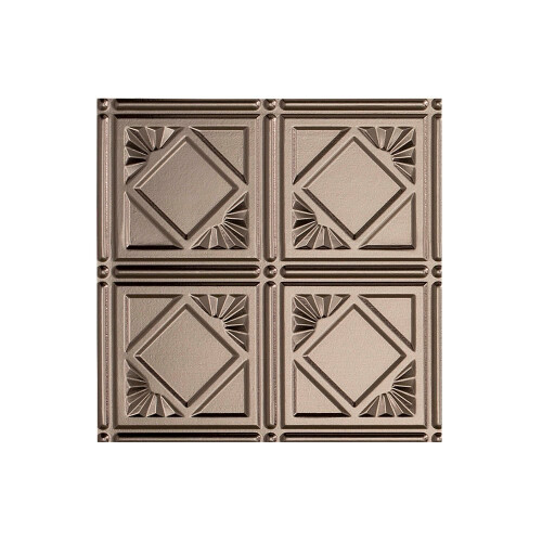 FASDE Traditional Style/Pattern 4 Decorative Vinyl Glue Up Ceiling Panel in Brushed Nickel (12X12 Inch Sample)