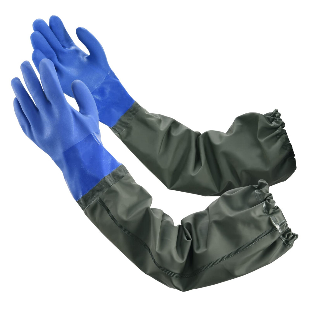 MUMUKE Extra-long 28"""" Rubber Gloves  RubberGloves waterproofing long rubber gloves heavy  dutyaquarium gloves-image-OPC-PFPGDX6-NEW