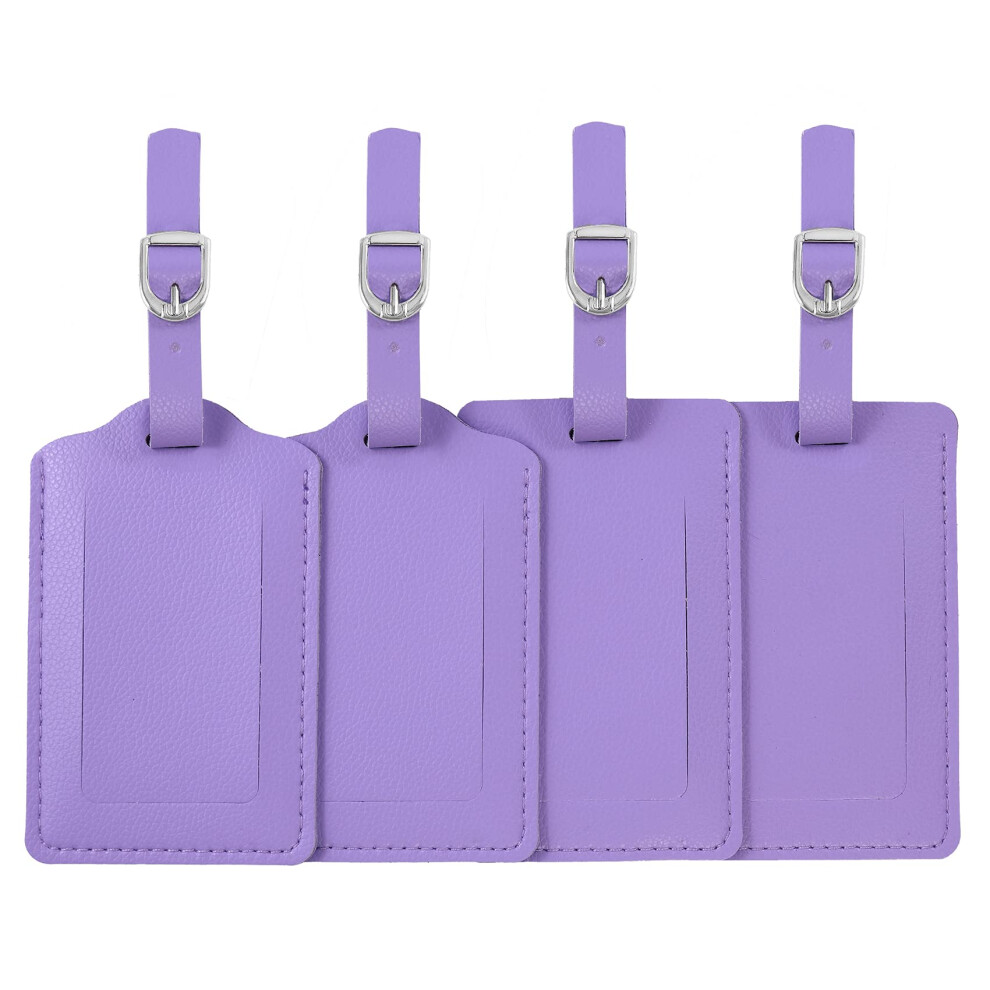 Tiquettes De Bagages Personnalis Es En Cuir, Lot De 4 (Violet)-image