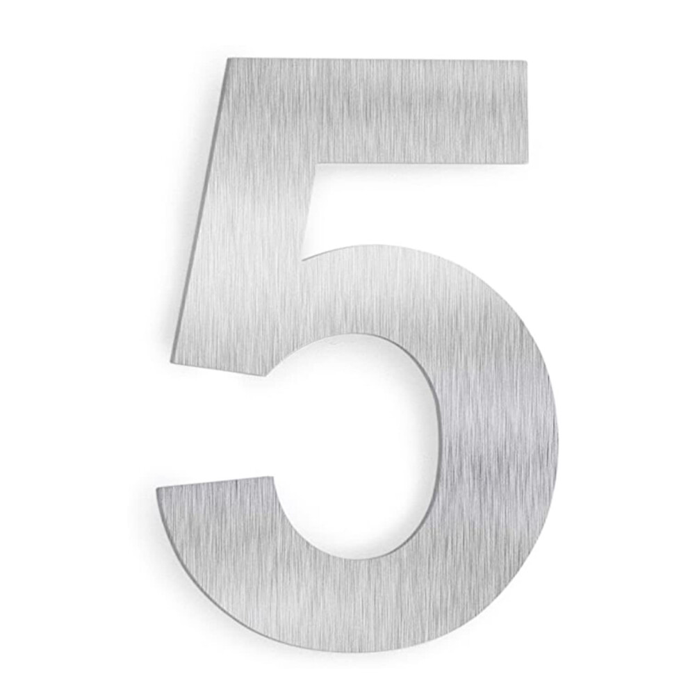 Hausnummer 6 Zoll Edelstahl, Schwimmende Hausadressennummer, Rostfrei Und Einfach Zu Installieren, Silber, Nummer 5-image