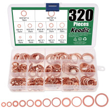 Keadic 320 stk Kobber flade skiver sortimentss?t M6 M8 M10 M12 M14 M16 M18 M20