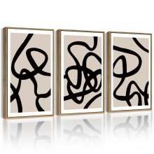 PHOPAGO Black Lines Abstrakti Seinätaide Mustepesu Minimalistinen Kehystetty Kangasmaalaus Taideteos 11x14in luonnollinen kehystetty