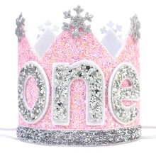 Couronne Agkvw Winter Onederland - Chapeau Pailleté Flocon de Neige pour Fille 1er Anniversaire
