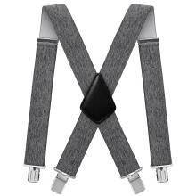 Fasker Herren-Hosentr  ger, X-Back, 5,1 cm breit, verstellbar, solide, gerade, strapazierf  hig, mit Clip, f  r M  nner und Frauen, Grau